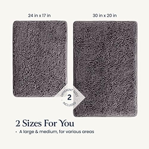 2 Piece Bathroom Rugs Bath Mat Set - Soft Plush Chenille Shower Mats for Bathroom Durable Bath Rug with Rubber Backing, Ultra Absorbent Bath Rugs, Bathtub Mat, Bathroom Rug Mats - 30x20 + 24x17 Inch - Image 6