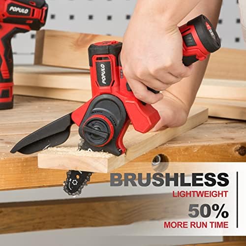 12V Cordless Power Tool Combo Kits, 3-1/2" Brushless Electric Mini Chainsaw, 3/8" Power Drill Driver, 1/4" Impact Driver Set with 2Pcs 2.0Ah Lithium Batteries for Household Projects and DIY (3-Tool) - Image 3