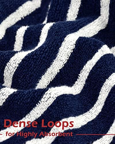 Cleanbear Stylish Navy-Blue and White Striped Hand Towels - Set of 6, Highly Absorbent, Durable, Ideal for Bathrooms, Kitchen, and Gifts - Image 7