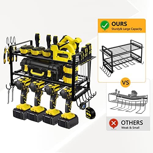 Power Tool Organizer,Garage Organizers,Drill Holder Wall Mount, Drill Storage Rack, Heavy Duty Metal Tool Shelf Utility Racks - Utility Storage Rack for Cordless Drill ,Gift for Father Men Dad - Image 6