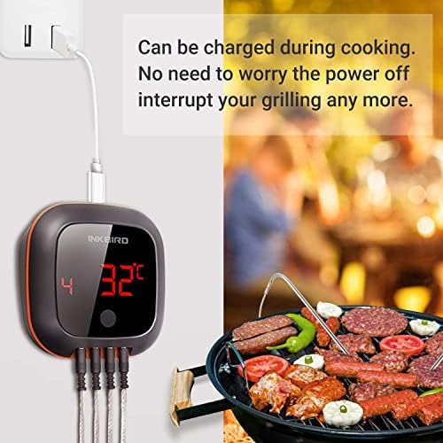 Inkbird IBT-4XS Bluetooth Wireless Grill BBQ Thermometer for Grilling with 4 Probes, Timer, Alarm,150 ft Barbecue Cooking Kitchen Food Meat Thermometer for Smoker, Oven, Drum - Image 3