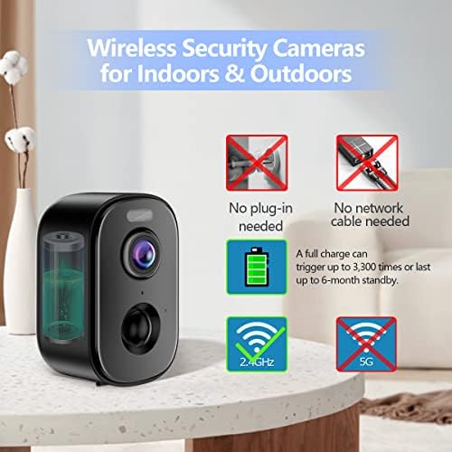 Security Cameras Wireless Outdoor 1080P Battery Powered WiFi Cameras Color Night Vision 2-Way Talk Motion Detection Spotlight/Siren for Home Security Cloud/SD Storage Waterproof indoor camera(2-Pack) - Image 6