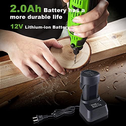 PHALANX 12V Cordless Rotary Tool Kit with Keyless Chuck, 6-Speeds 5000-32000RPM, 119 Accessories with Flex Shaft, Idea for Cutting, Grinding, Wood Carving- Include 2.0AH Battery, Charger - Image 4