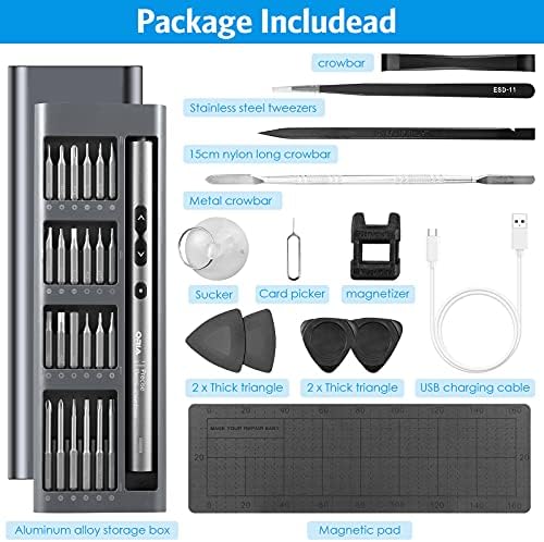 AMIR 62 In 1 Automatic Screwdriver, Mini Electric Precision Screwdriver Set, Power Small Cordless Torque Repair Tools With 48 Magnetic Bits, Led Light, USB Charge, Fix Phone Laptop Toys Watch Camera - Image 6