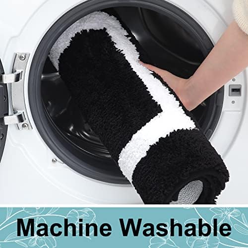 Kitinjoy Luxury Bathroom Rug Mat, Super Soft Water Absorbent Microfiber Bath Rug, Non Slip Plush Shaggy Bath Carpet, Machine Wash Dry, Bath Mats for Bathroom Floor, Tub and Shower, 17 x 47, Black - Image 6