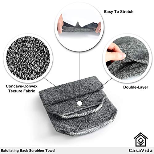 Back Scrubber for Shower Nylon Bath Towel Shower Back Washer Exfoliating Washcloth Rear Scrub Japanese Stretchable Pull Back Strap Wash Cloth Scrubber Exfoliating Scrub Washcloth 2 Pack by CasaVida - Image 3