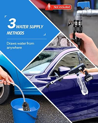 Aihand Cordless Pressure Washer, 652PSI Portable Power Cleaner with Rechargeable 4.0Ah Battery 6-in-1 Nozzle, Handheld High-Pressure Car Washer Gun for Home/Floor Cleaning & Watering, Charger Included - Image 3