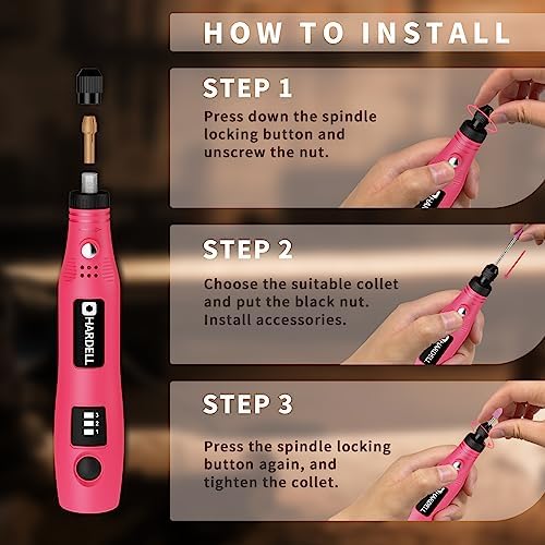 HARDELL Cordless Rotary Tool 3.7V, 3-Speed Mini Rotary Tool with 42 Accessories, Rechargeable Power Rotary Tool Kit for Sanding, Drilling, Polishing, Engraving, Cleaning, Small DIY Projects - Image 8