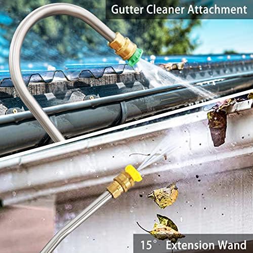 jOYjOB 24ft Pressure Washer Extension Wand with Brush Nozzle Tips Belt Harness and Gutter Cleaner, Commercial Grade Telescoping Power Washer Wand - Image 5