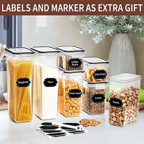 PRAKI Airtight Food Storage Containers Set with Lids - 24 PCS, BPA Free Kitchen and Pantry Organization, Plastic Leak-proof Canisters for Cereal Flour & Sugar - Labels & Marker - Image 6