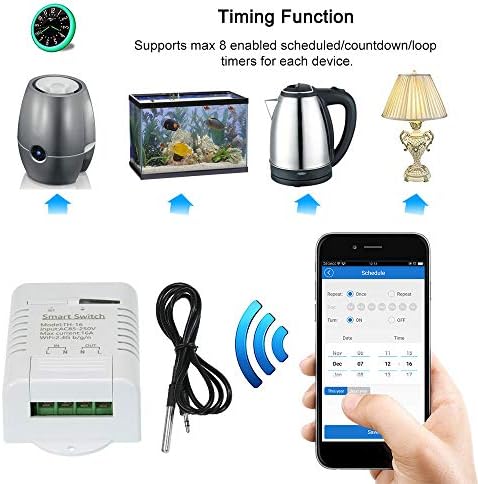 Splenssy eWeLink TH-16 Smart WiFi Switch 16A/3000W Monitoring Temperature Wireless Home Automation Kit with Waterproof DS18B20 Temperature Sensor Compatible with Alexa Google Home/Nest - Image 3