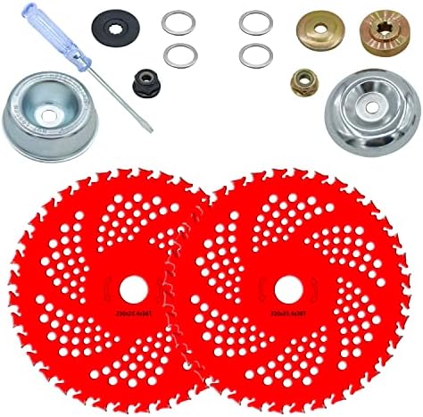 NeJesZoe 9" x 36Teeth Carbide Tip Blades Trimmer Cutter Brush Weed Eater Blade Compatible for Husqvarna, Stihl String Trimmer, Lawnmower (2 Blades&2 Pack Different Blade Adapter Kits)