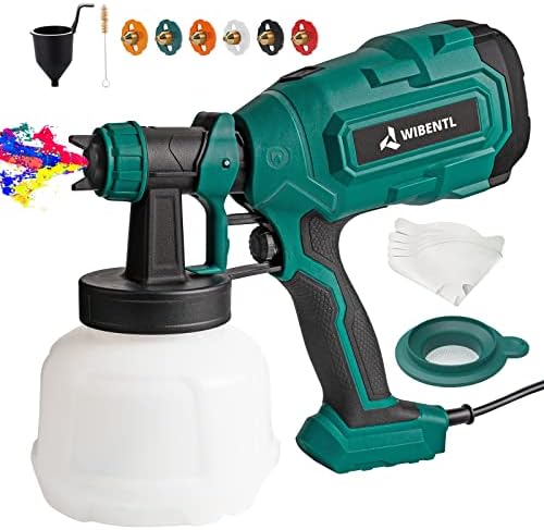 WIBENTL Paint Sprayer, 700W HVLP Electric Spray Paint Gun, with 6 Copper Nozzles & 3 Patterns, Paint Sprayers for Home Interior and Exterior, Furniture, Fence, Walls, DIY Works, Ceiling WSG10A