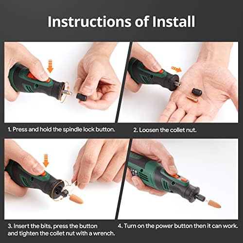 DEPSTECH Cordless Rotary Tool Kit, 8V 2.0Ah Rechargeable Battery, 30000RPM 5-Speed Multi Power Carving Tools, 127Pcs Accessories, Shield Attachment, Cutting/Drilling Guide for Handmade/DIY Creations - Image 8