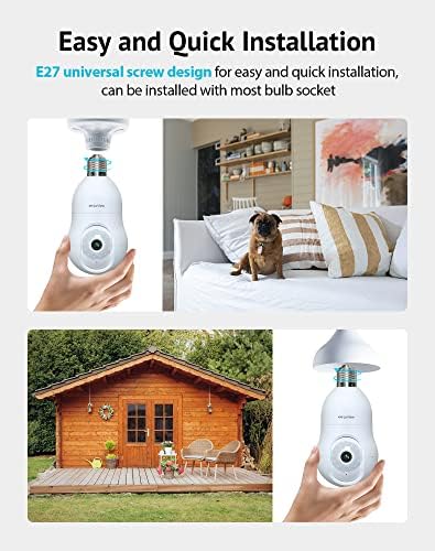 LaView 4MP Bulb Security Camera 2.4GHz,360° 2K Security Cameras Wireless Outdoor Indoor Full Color Day and Night, Motion Detection, Audible Alarm, Easy Installation, Compatible with Alexa - Image 2