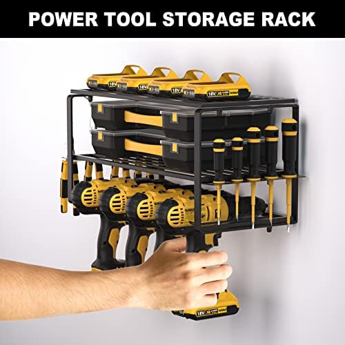 FUHUIM Power Tool Organizer, Drill Holder Wall Mount, Cordless Drill Storage Rack, Heavy Duty Metal Drill Charging Station, Floating Tool Shelf for Power Tools, Cordless Drill Storage - Image 4