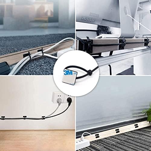 Strong Back-Glue Self Adhesive Cable Zip Tie Mounts Kit - 100 Set Cable Management Clips with 6" Zip Ties, Wire Holders and Screws - Outdoor Sticky Wire Organizer Clips-Black - Image 7