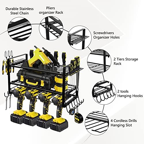 Power Tool Organizer,Garage Organizers,Drill Holder Wall Mount, Drill Storage Rack, Heavy Duty Metal Tool Shelf Utility Racks - Utility Storage Rack for Cordless Drill ,Gift for Father Men Dad - Image 3