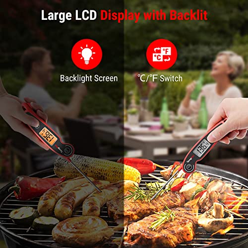 TempPro F05 Digital Meat Thermometer for Cooking with Motion Sensing, Waterproof Food Thermometer for Kitchen BBQ Oil Grill Smoker Candy Thermometer Black/red - Image 5