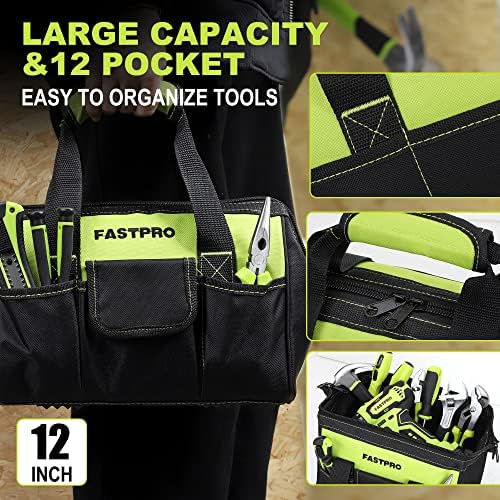 FASTPRO 232-Piece 20V Cordless Lithium-ion Drill Driver and Home Tool Set, Household Repairing Tool Kit with Drill, 12-Inch Wide Mouth Open Storage Tool Bag, Green - Image 7