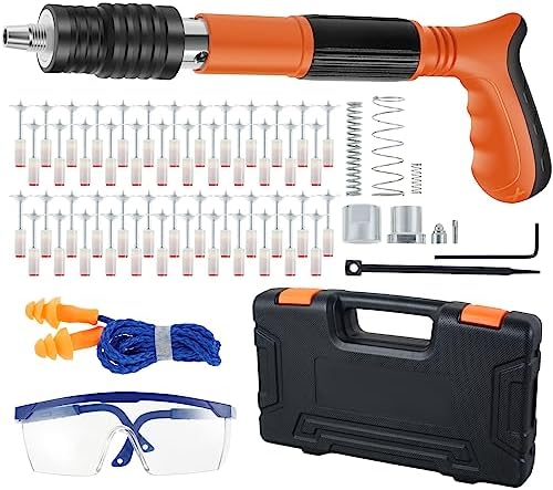 Txkrhwa Manual Mini Steel Nailer Tool, Mini Nailer Tool, Manual Wall Nail Fastening Tool, Low Noise Air Nailer Machine Adjustable Cement Wall Nailer Hand Tool Reusable for Woodworking Decoration