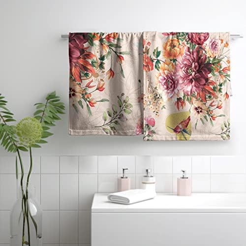 Kwlegh Rose Flower Blossom Hand Towel Set of 2 Summer Hummingbird Dish Towels Butterfly Dragonfly Bath Towel Soft Absorbent Bath Hand Towels for Bathroom Kitchen Gym Yoga 14.4 x 28.3 Inch - Image 6