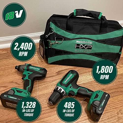 Metabo HPT 18V MultiVolt Hammer Drill and Impact Driver Combo Kit | Cordless | 2-2.0Ah Li-Ion Batteries w/Fuel Gauge | Lifetime Tool Warranty | KC18DFX - Image 2
