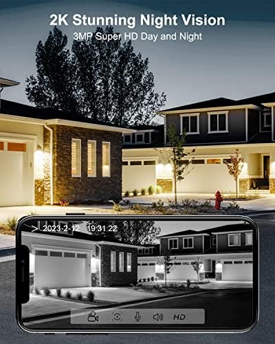 ANRAN 3MP Solar Security Cameras Wireless Outdoor for Home Security, 2K Color Night Vision WiFi Surveillance Home Camera with Solar Panel, Spotlight, PIR Detection, 2-Way Talk, Work with Alexa - Image 3