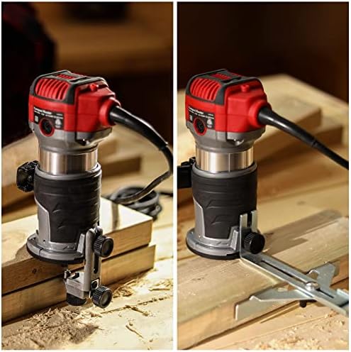 AVID POWER 6.5 Amp 1.25 HP Compact Router Tools for Woodworking, Fixed Base Wood Router with Trim Router Bits, 6 Variable Speeds, Edge Guide, Roller Guide and Dust Hood - Image 7