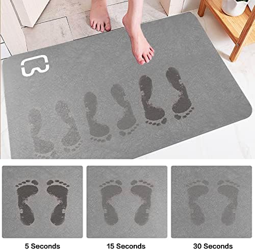 WESIDUNMU Simple-Thin Diatomaceous Bath Mat Bathtub mat，Soft & Comfort Touch Fast Drying& Non-Slip Shower Mat High Water Absorbency Bathroom Floor Mat, Machine Washable, Size 15.7" x 23.6"，Grey - Image 3