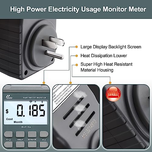 Poniie PN2500 Professional NEMA 5-15 Wi-Fi Wireless Level 1 EV Charger Pass-Through Power Usage Monitor (60-240V, 25Amp) - Image 3
