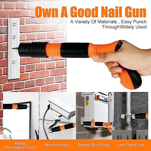 Txkrhwa Manual Mini Steel Nailer Tool, Mini Nailer Tool, Manual Wall Nail Fastening Tool, Low Noise Air Nailer Machine Adjustable Cement Wall Nailer Hand Tool Reusable for Woodworking Decoration - Image 4