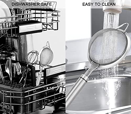 SUNWUKIN 304 Stainless Steel Fine Mesh Strainers for Kitchen, Colander-Skimmer with Handle, Sieve Sifters for Food, Tea, Rice, Oil, Noodles, Fruits, Vegetable - Image 7