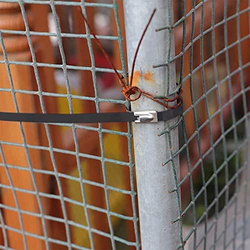 Helunsi 30 Pcs Metal Zip Ties 11.8 Inches Stainless Steel Cable Ties, Heavy Duty Self Locking Multi-Purpose, Suitable for Fixed Indoor Outdoor Exhaust Wrap Farms Pipes Cables and Fence - Black 11.8" - Image 3