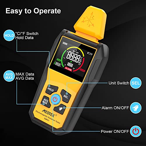 EMF Meter MESTEK Electromagnetic Field Radiation Detector Handheld Digital LCD EMF Reader, Temperature Detector,Tester for Home EMF Inspections, Office, Outdoor and Ghost Hunting - Image 5
