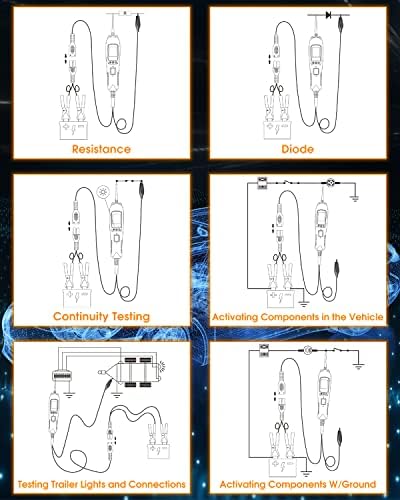 KZYEE KM50 Power Circuit Probe Kit - 12V/24V Automotive Circuit Tester for Frequency, Duty Cycle, Fuel Injection Circuit, AC/DC Resistance, Digital Voltage, Activate Component Electrical System Tool - Image 6