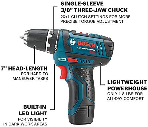 BOSCH CLPK22-120 12V Max Cordless 2-Tool 3/8 in. Drill/Driver and 1/4 in. Impact Driver Combo Kit with 2 Batteries, Charger and Case - Image 3
