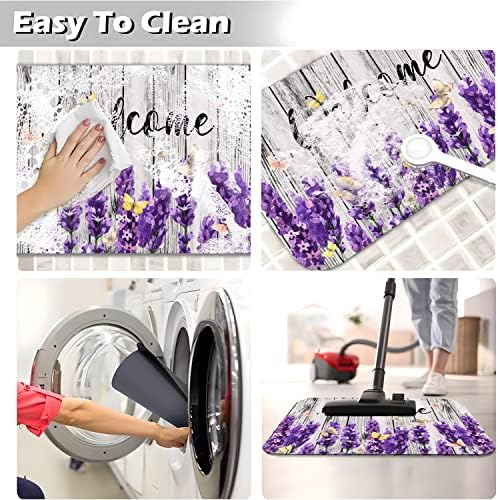LMSM Lavender Bathroom Rugs, Purple Indoor Front Door Mats for Enterway Floor, Absorbent Quick Dry Non-Slip Kitchen Floor Mats for Bathtub Shower Sink 16×24 Inch - Image 5
