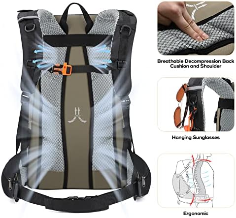 Maelstrom Hiking Backpack,Camping Backpack,40L Waterproof Hiking Daypack with Rain Cover,Lightweight Travel Backpack,Khaki - Image 5