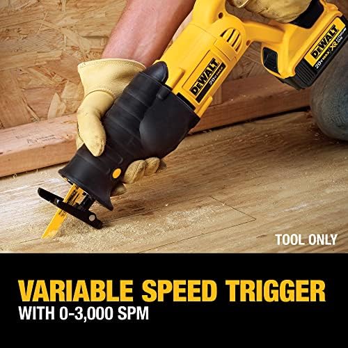 DEWALT 20V MAX Reciprocating Saw, 3,000 Strokes Per Minute, Variable Speed Trigger, Bare Tool Only (DCS380B), Black/Clear - Image 4