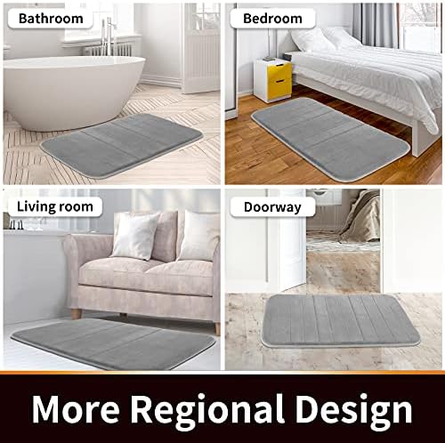 Yimobra Memory Foam Bath Mat Set, Non Slip Super Water Absorption Soft Bathroom Rugs, Thick, Dry Fast, Machine Washable for Bathroom Floor Mat, 17x24+31.5x19.8 Inches, Gray - Image 6
