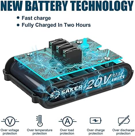 Saker Mini Chainsaw,Portable Electric Cordless Chainsaw,Battery Powered,Small Power Handheld Chain Saws Pruning Shears for Tree Branches,Courtyard and Garden(2PCS 20VBatteries&3 PCS Chains Blue) - Image 6