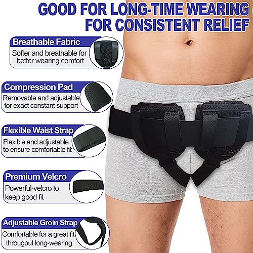 Hernia Belts for Men Inguinal - Single/Double Inguinal Hernia Support for Men/Women to Keep Inguinal/Groin Hernia from Protruding, 35"-50" Hernia Truss for Pain Relief Recovery, Adjustable & Removable - Image 6