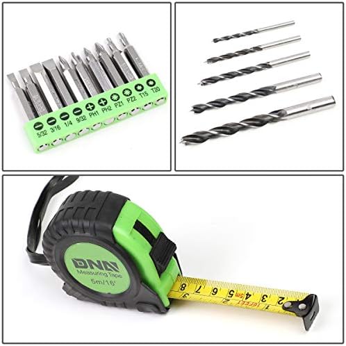 DNA MOTORING TOOLS-00018 Green 27 PCs 12V Cordless Power Drill Driver Bit Set w/Charger+Screwdrivers+Pliers Home Repair Kit, mint green - Image 4