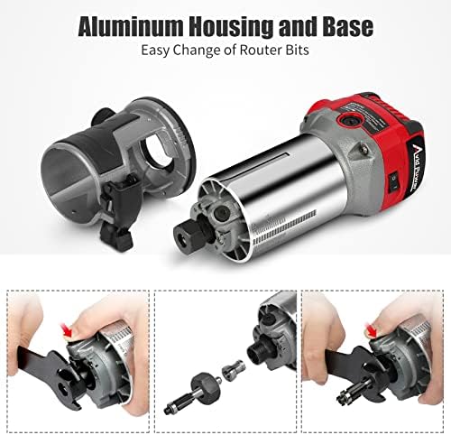 AVID POWER 6.5 Amp 1.25 HP Compact Router Tools for Woodworking, Fixed Base Wood Router with Trim Router Bits, 6 Variable Speeds, Edge Guide, Roller Guide and Dust Hood - Image 8