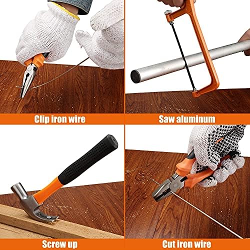 108 Piece Power Tool Combo Kits with 16.8V Cordless Drill, Household Tools Set with DIY Hand Tool Kits for Professional Garden Office Home Repair Maintain-Black/Red - Image 5