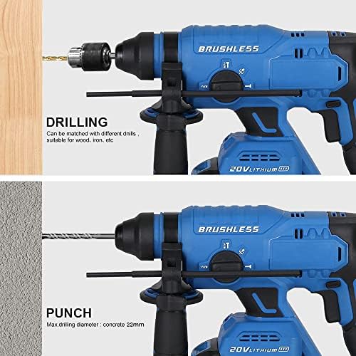 Weytoll Cordless Hammer Drill, 20V 4.0AH Lithium Heavy Duty Demolition Hammer SDS Plus Rotary Hammer, Point Chisel, Flat Chisel, Cordless Hammer Kit - Image 4