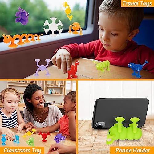 35 Pcs Suction Cup Toys Kids Bath Toys Sensory for 2 3 4 5 6 Year Old Boys Girls Travel Toys Toddler Age 1-3 3-5 Educational Fidget Silicone Sucker Window Toys Squigs with Egg Storage Stress Release - Image 6