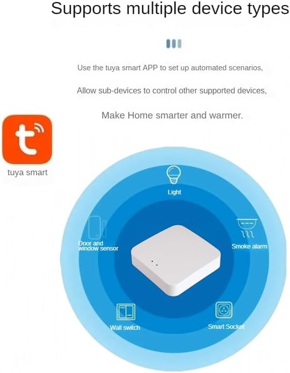 Tuya Zigbee Hub Gateway, intelligent home bridging wireless remote control, compatible with Alexa/Google Assistant. Suitable for all Tuya Zigbee intelligent products (2.4G WiFi), smart life app, white - Image 5