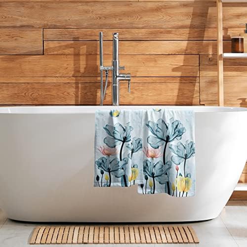Giwawa Blue Floral Hand Towels Set of 2 Modern Flower Soft Absorbent Small Decorative Bath Towel Kitchen Dish Guest Towel for Spa Gym Home - Image 7
